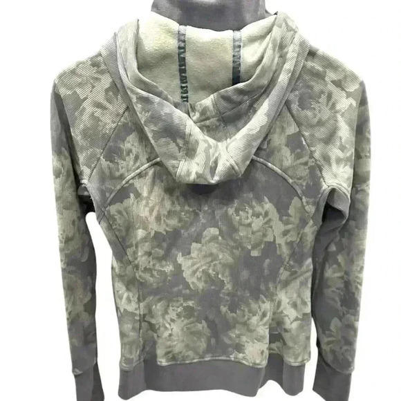 Athleta Triumph Printed Hoodie Sz SP Zip Jacket Green Floral Stretch - Picture 10 of 15